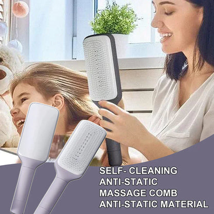 Haarbürste Selbstreinigend 4in1 Glattes Haar