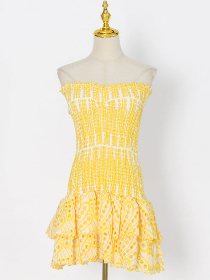 A-Linien Faltenkleid mit Rosenprint