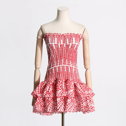 A-Linien Faltenkleid mit Rosenprint