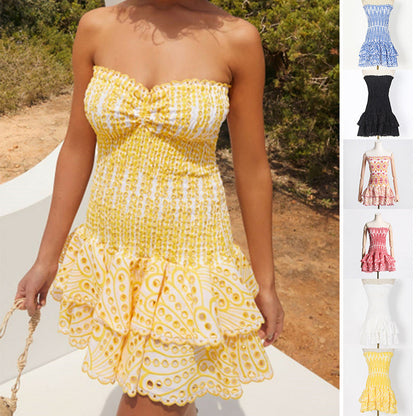 A-Linien Faltenkleid mit Rosenprint