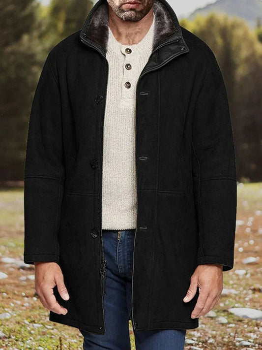 Elarova |  Albert: Vintage Wildlederjacke mit Fleece-Innenfutter