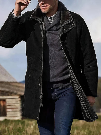 Elarova |  Albert: Vintage Wildlederjacke mit Fleece-Innenfutter