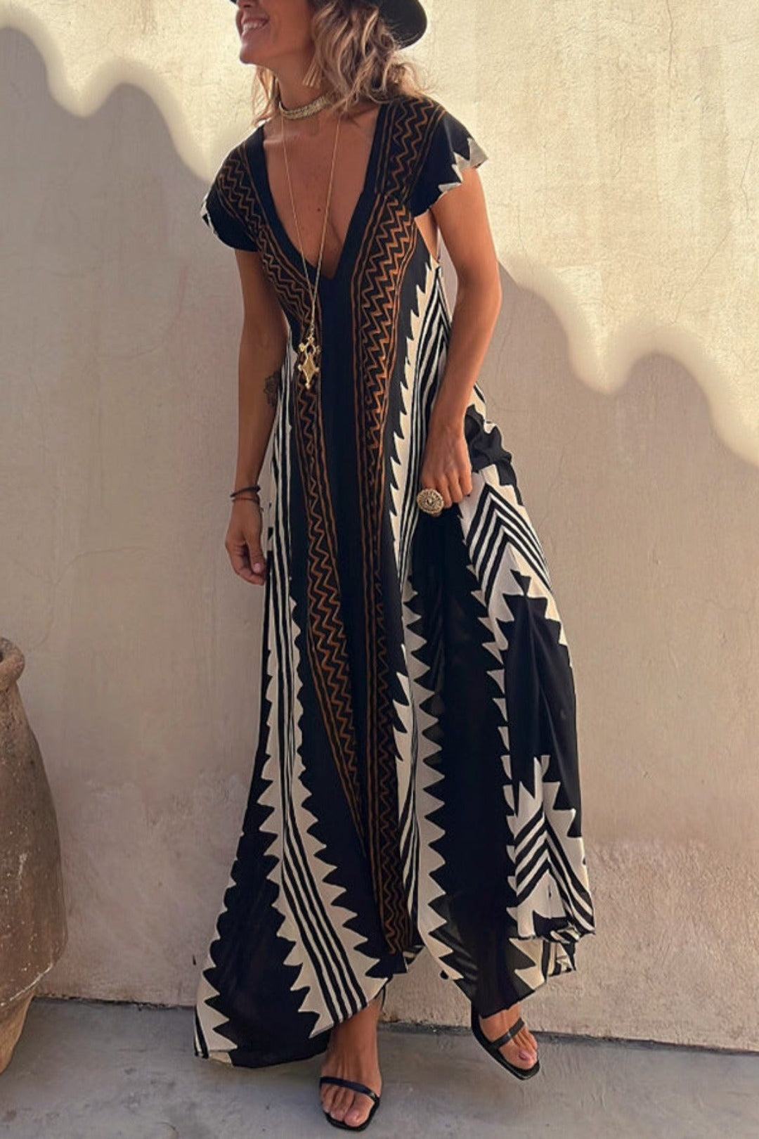 Alya™ – Damen Kleid mit Lebhaften Aztekenmustern für Sommerkomfort