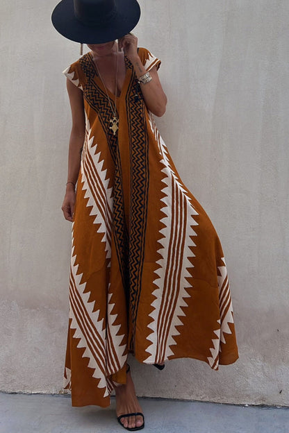 Alya™ – Damen Kleid mit Lebhaften Aztekenmustern für Sommerkomfort