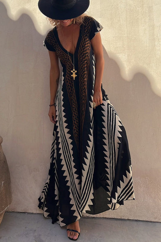 Alya™ – Damen Kleid mit Lebhaften Aztekenmustern für Sommerkomfort
