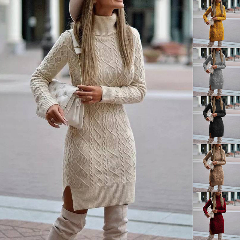 Amy: Winterpulloverkleid mit Schlitz