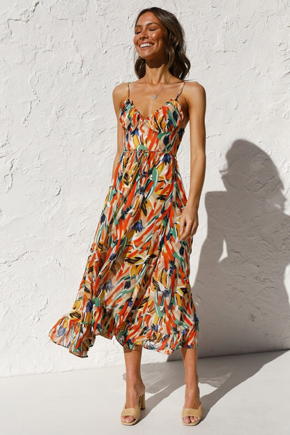 Ärmelloses Rüschenkleid von Elarova mit Druck