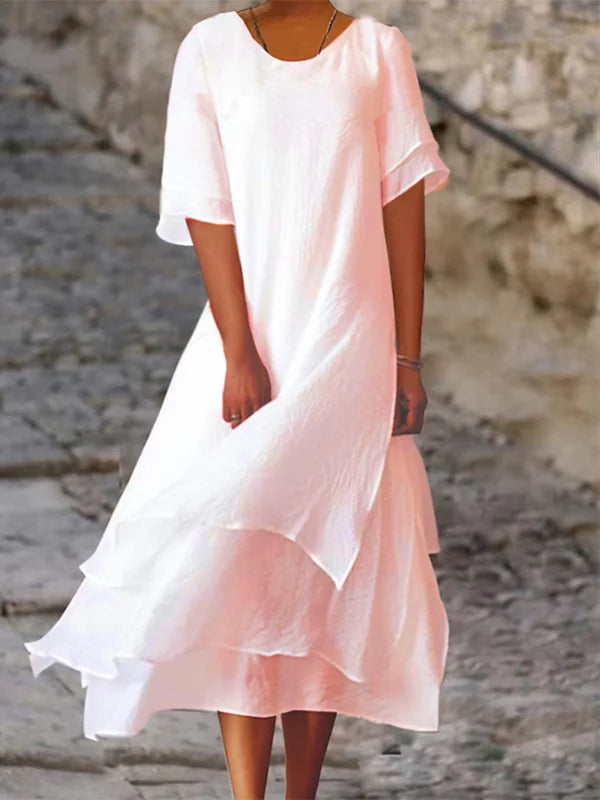 Ava Kleid: Elegantes Blockstreifen-Schlitzkleid