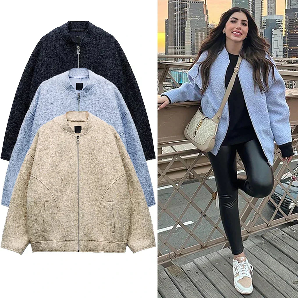 Avelena Bomberjacke: Oversize mit O-Ausschnitt