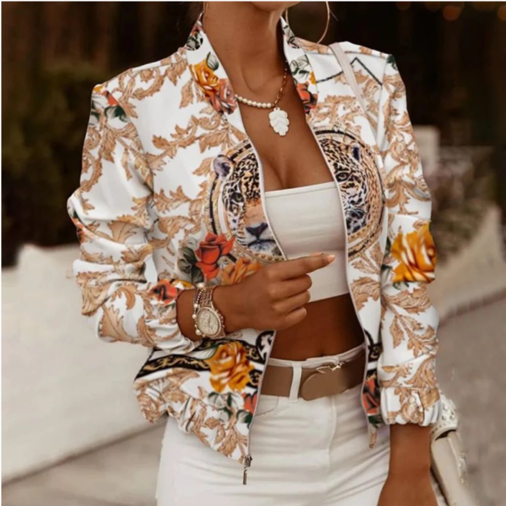Avelena Bomberjacke mit Retro-Print