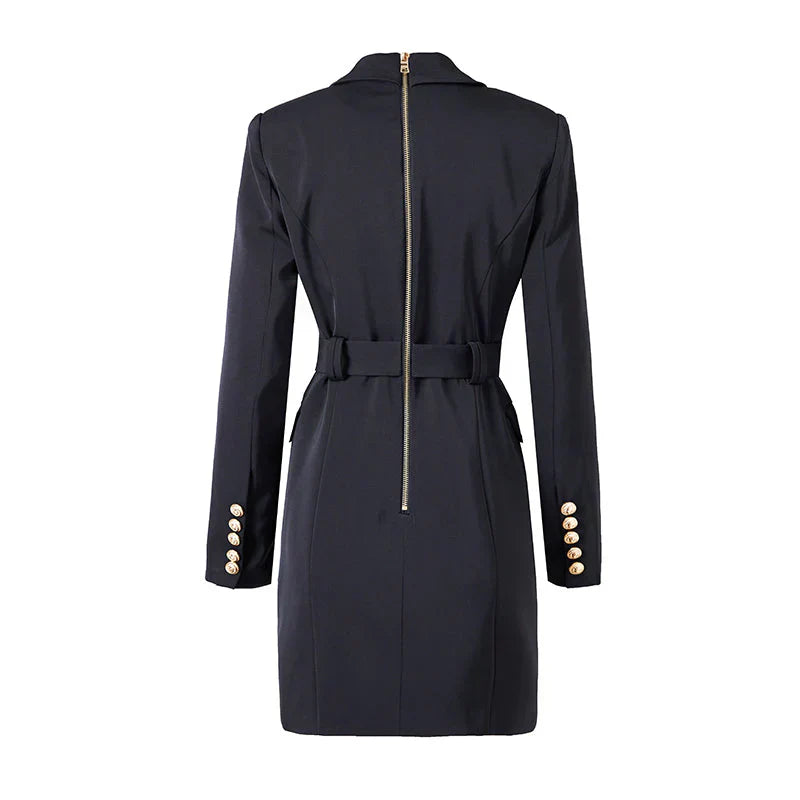 Avelena Classic Blazer Dress: Belt & Luxurious Buttons
