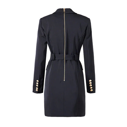 Avelena Classic Blazer Dress: Belt & Luxurious Buttons