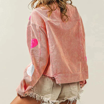 Avelena Cordjacke mit glitzerndem Herz