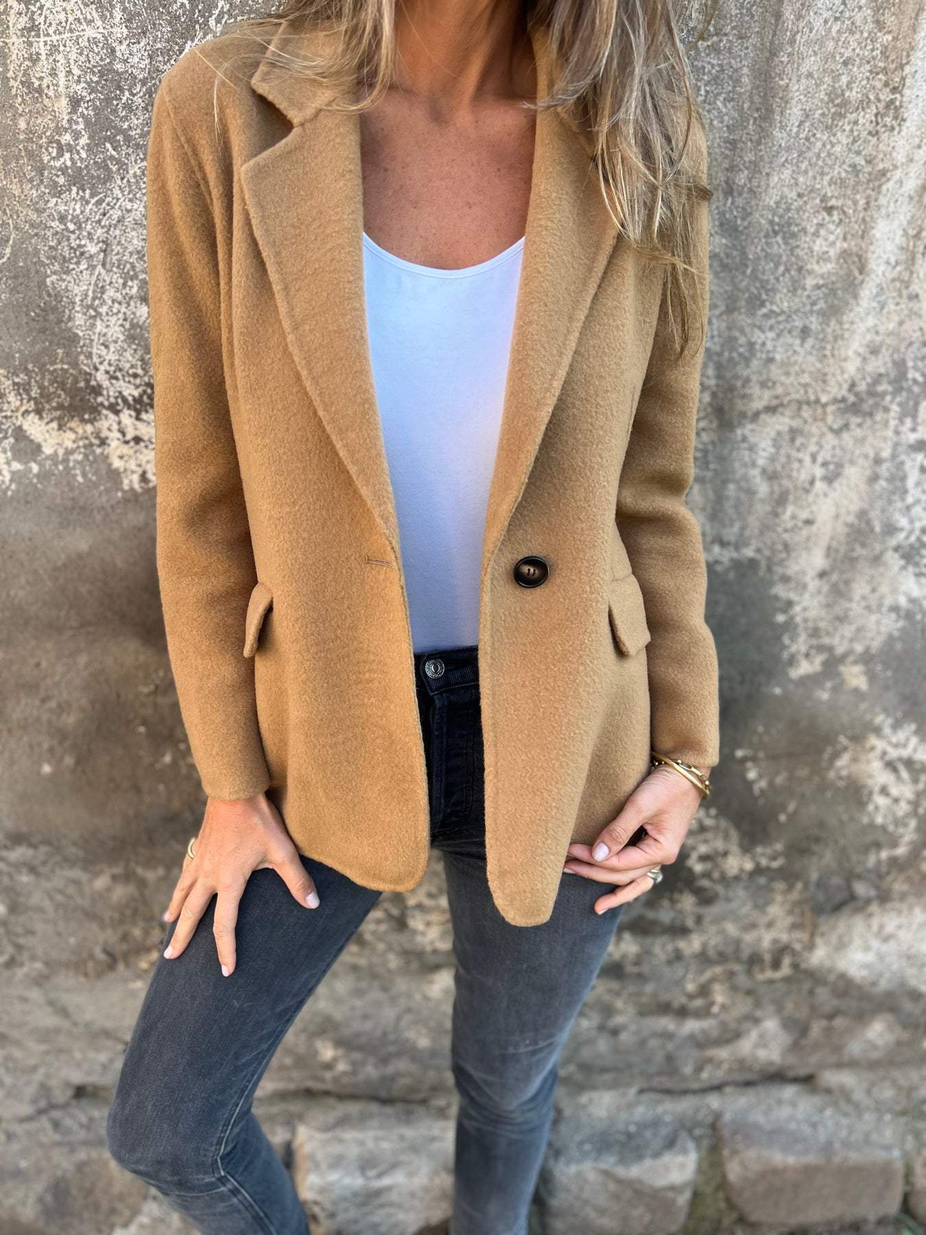 Avelena Winter Blazer with Draped Collar