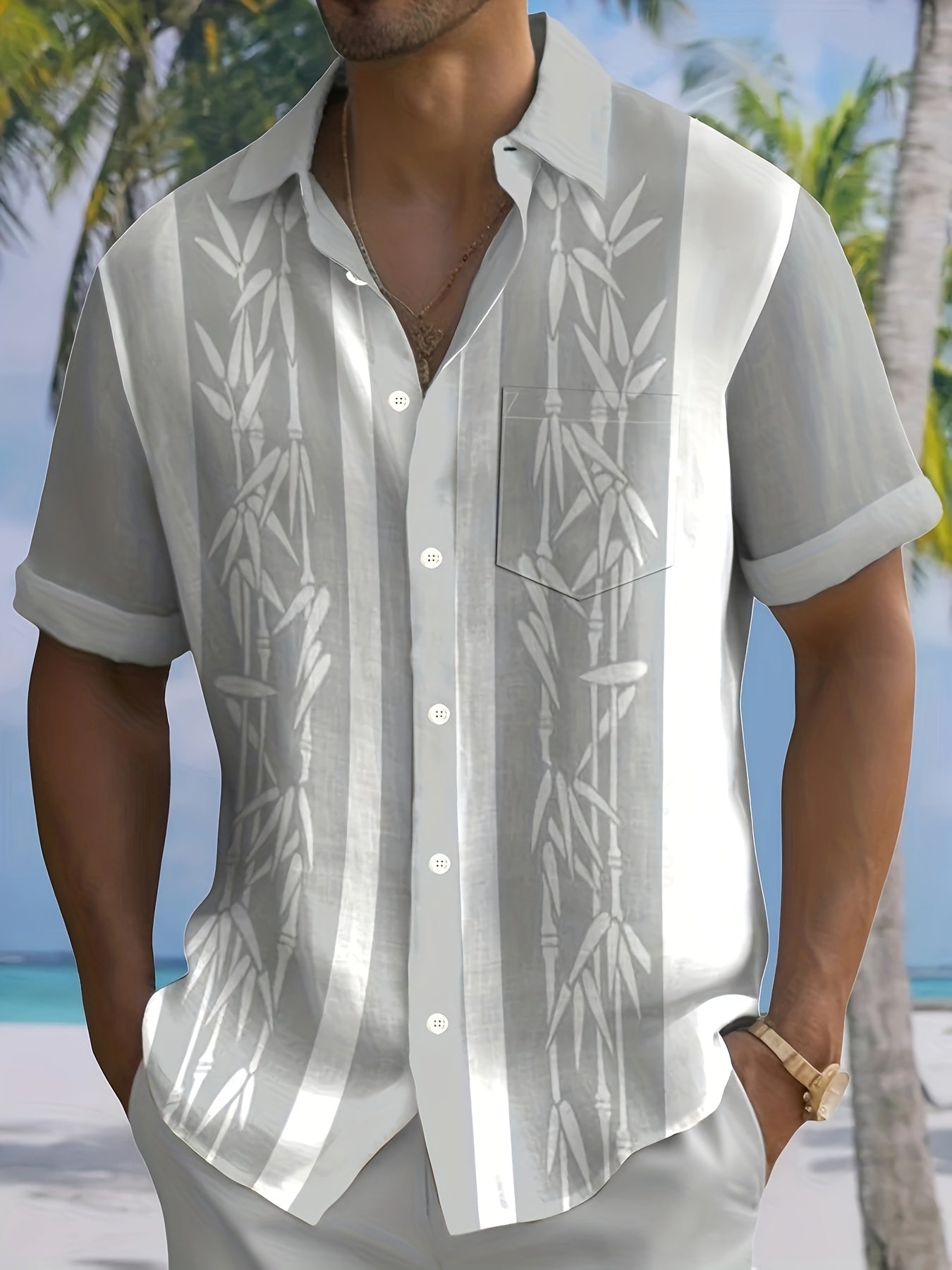 BambooWave™ – Herren Kurzarmhemd mit stylischem Bambus Design