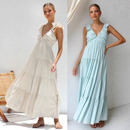 Baumwoll-Leinen Spitzenkleid ohne Ärmel von Elarova