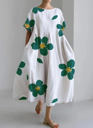 Baumwoll-Look Kleid mit 3D-Druck von Elarova