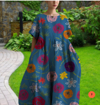 Baumwoll-Look Kleid mit 3D-Druck von Elarova