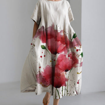 Baumwoll-Look Kleid mit 3D-Druck von Elarova