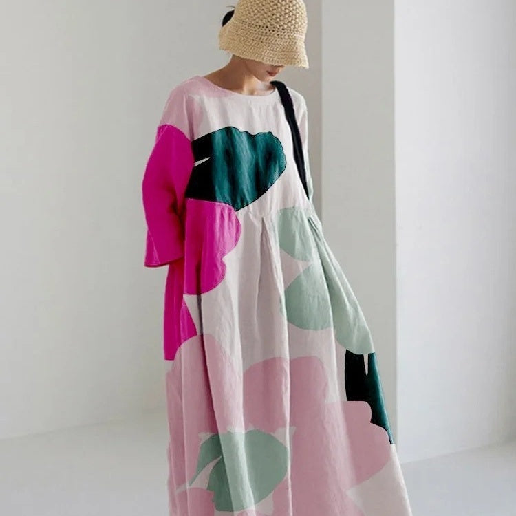 Baumwoll-Look Kleid mit 3D-Druck von Elarova