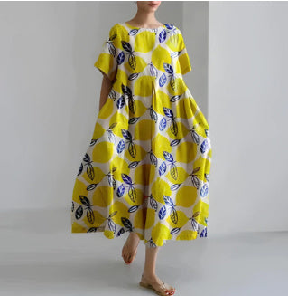 Baumwoll-Look Kleid mit 3D-Druck von Elarova