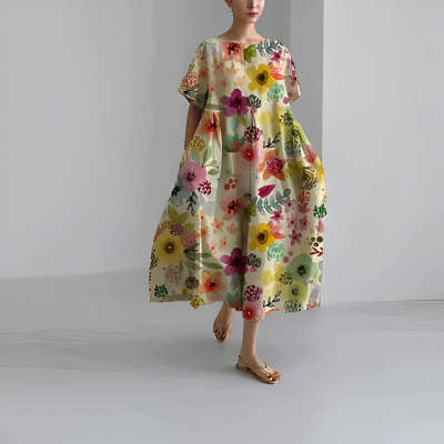 Baumwoll-Look Kleid mit 3D-Druck von Elarova