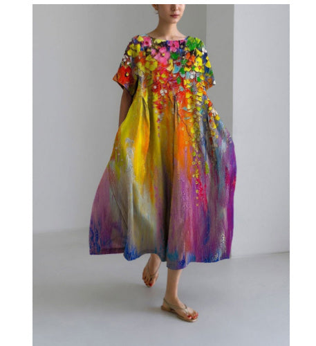 Baumwoll-Look Kleid mit 3D-Druck von Elarova