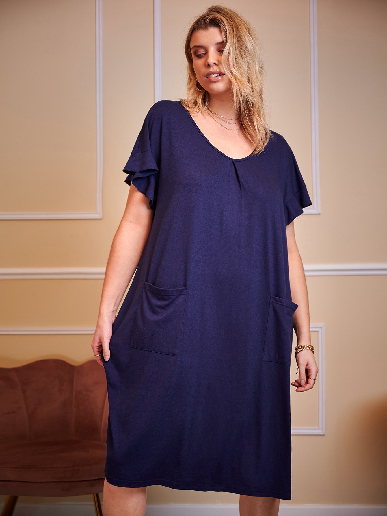 Baumwoll Nachthemdkleid mit Taschen, große Größen von Elarova