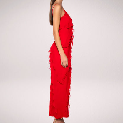 BelleRuffle™ – Elegantes Langes Damenkleid mit Volants