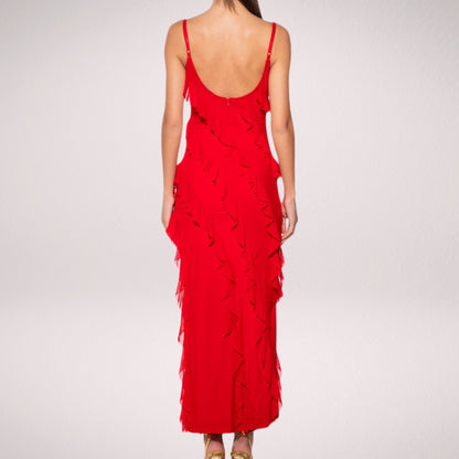BelleRuffle™ – Elegantes Langes Damenkleid mit Volants
