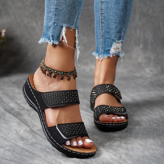 BelleVista™ – Stylische Damen Plateau Sandalen mit Strass & Komfortsohle
