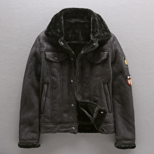 Elarova |  Bikerjacke aus Wildleder mit Lambswool-Futter für Herren
