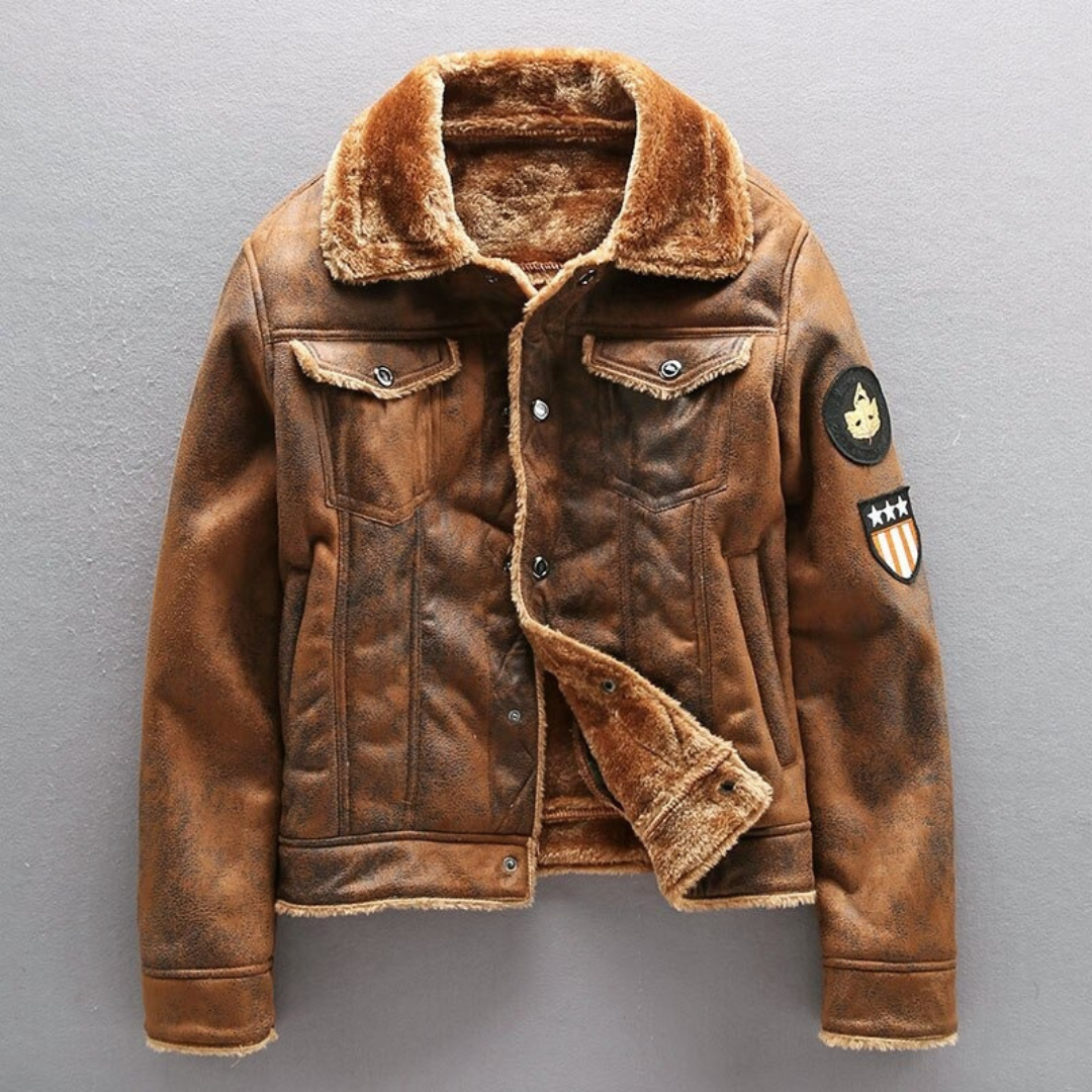 Elarova |  Bikerjacke aus Wildleder mit Lambswool-Futter für Herren