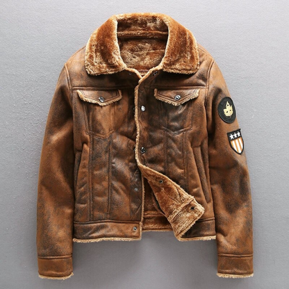 Elarova |  Bikerjacke aus Wildleder mit Lambswool-Futter für Herren