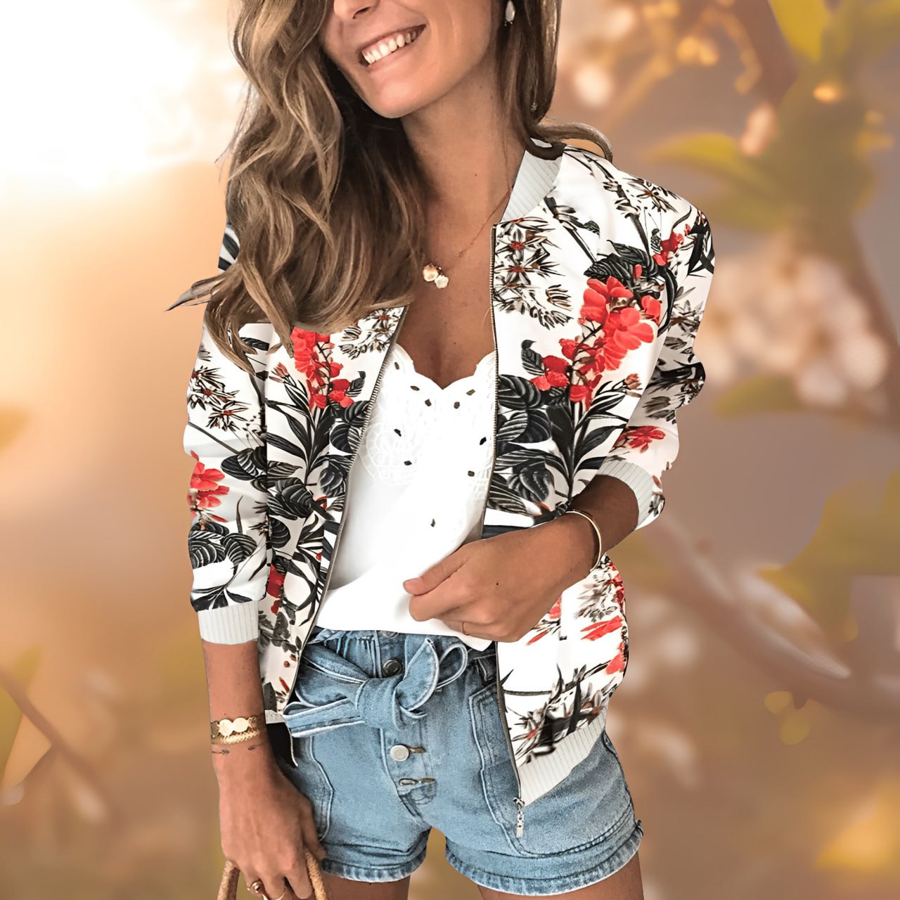Elarova |  Blumenmuster-Jacke für Damen