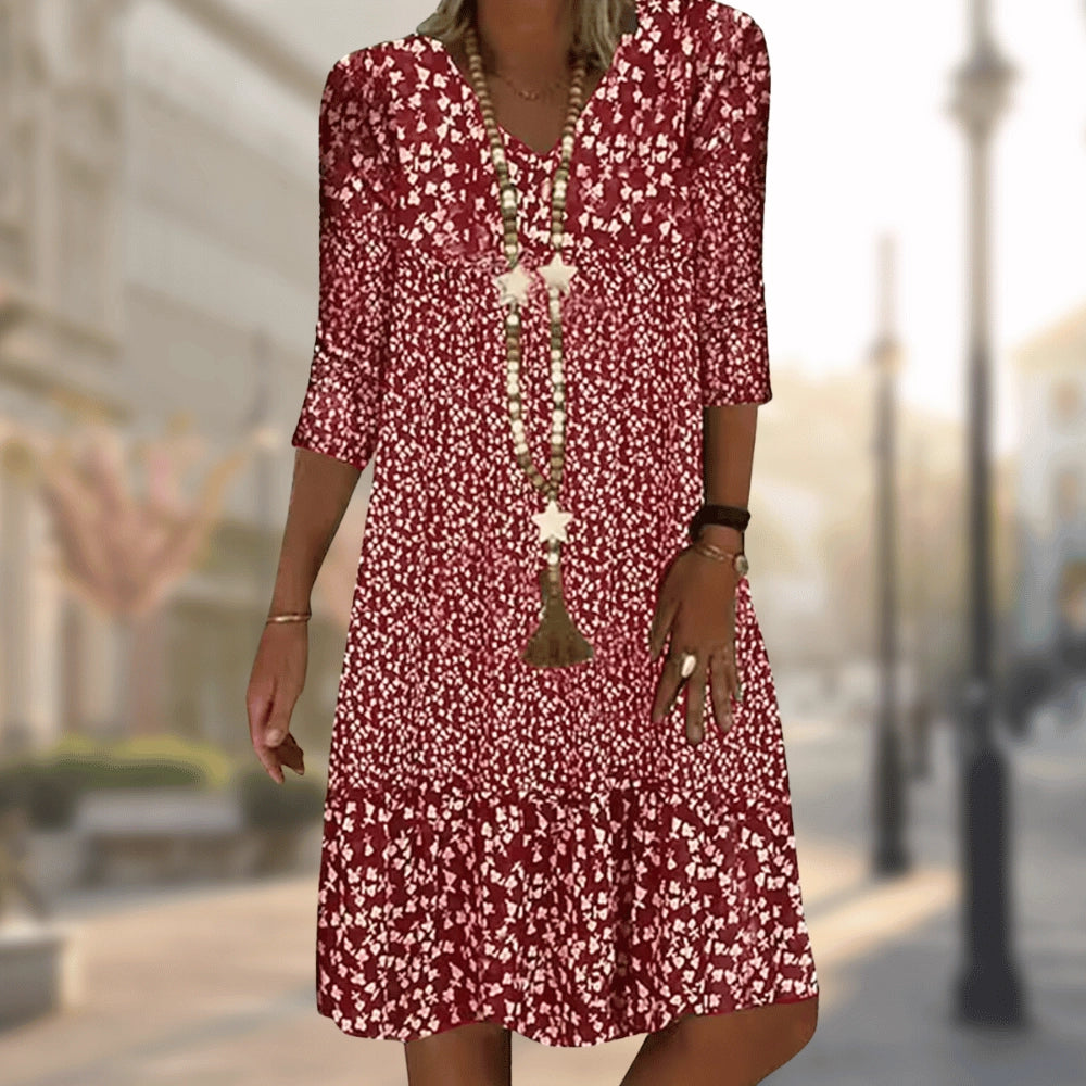 Boho Damen-Minikleid mit 3/4-Ärmeln von Elarova – lockerer Schnitt für den Sommer