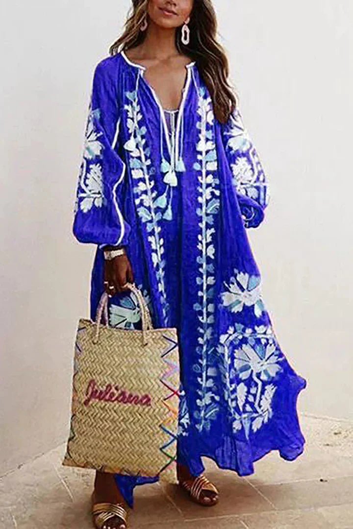 Boho-Kleid mit Blumenmuster in langer Ausführung