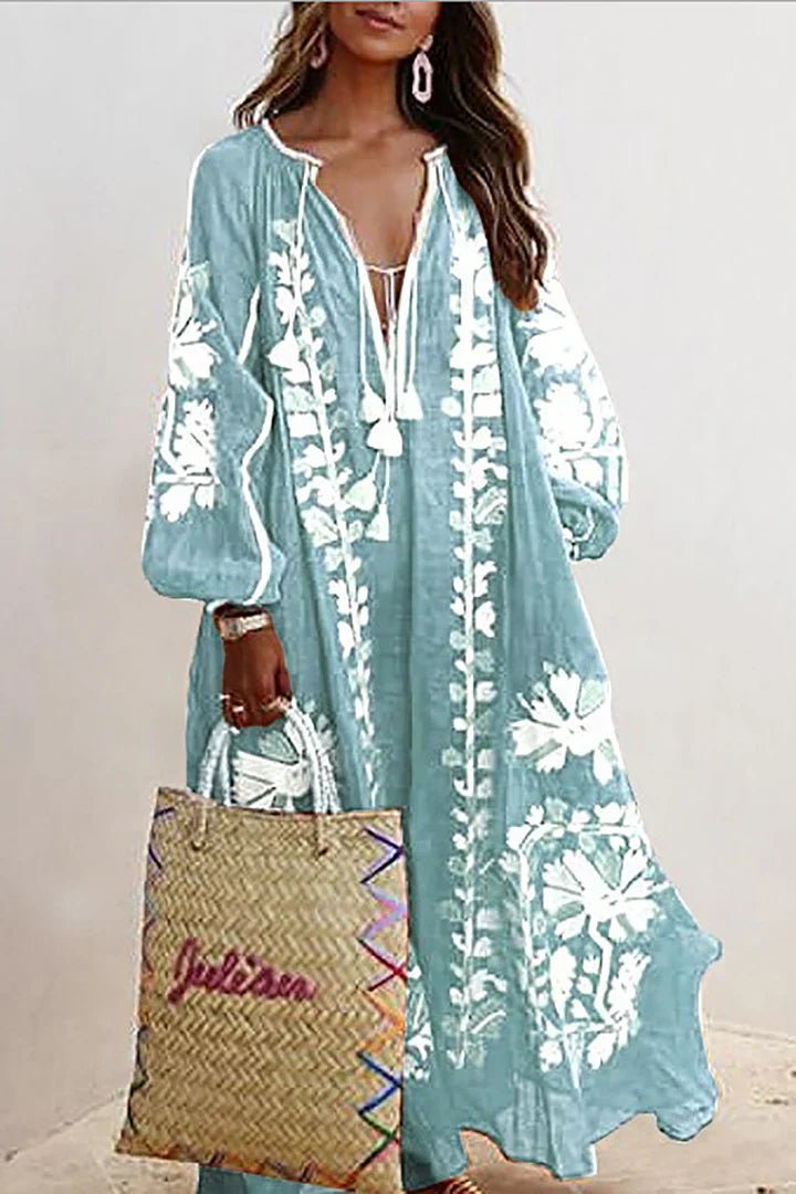 Boho-Kleid mit Blumenmuster in langer Ausführung