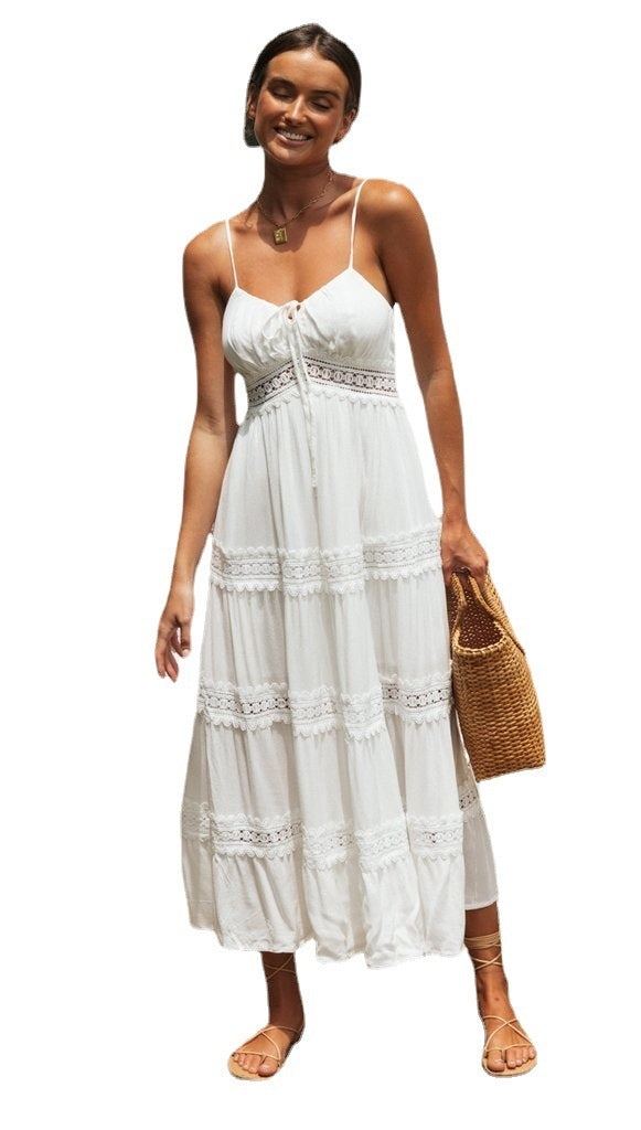 Boho-Kleid von Elarova mit Spitze und ausgestelltem Rock