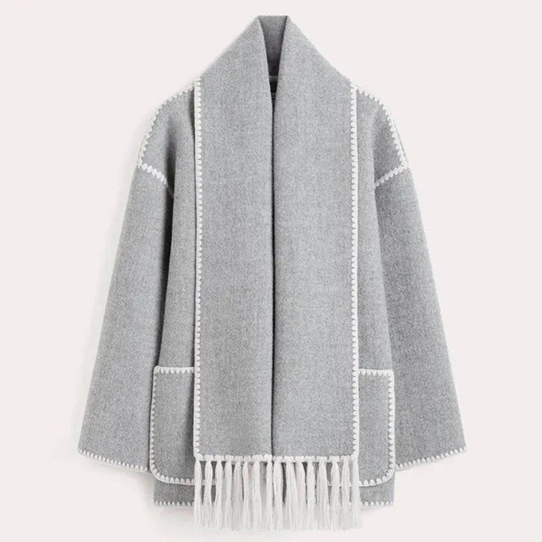 Brynora: Elegante Winterjacke mit integriertem Schal