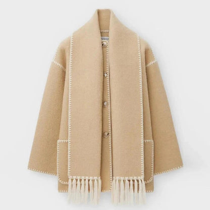 Brynora: Elegante Winterjacke mit integriertem Schal