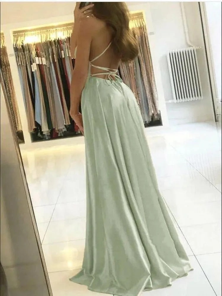 Maxikleid Damen Leichter Stoff Mit Seitenschlitz