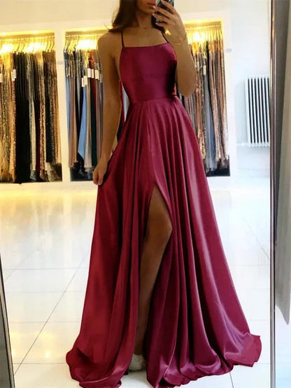 Maxikleid Damen Leichter Stoff Mit Seitenschlitz