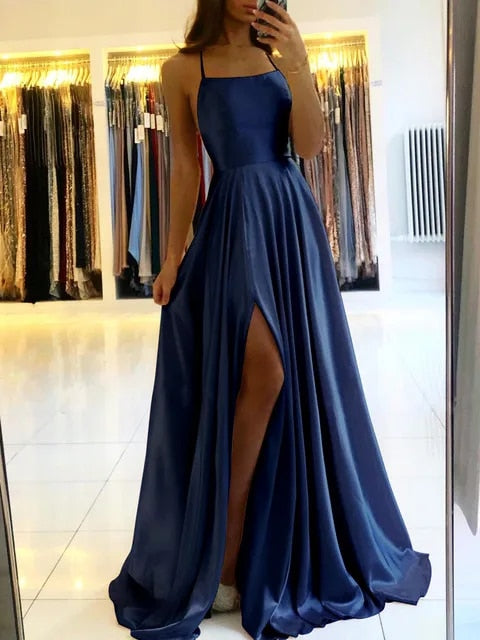 Maxikleid Damen Leichter Stoff Mit Seitenschlitz