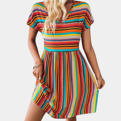 Sommerkleid Streifenmuster Weich Leicht - Elarova
