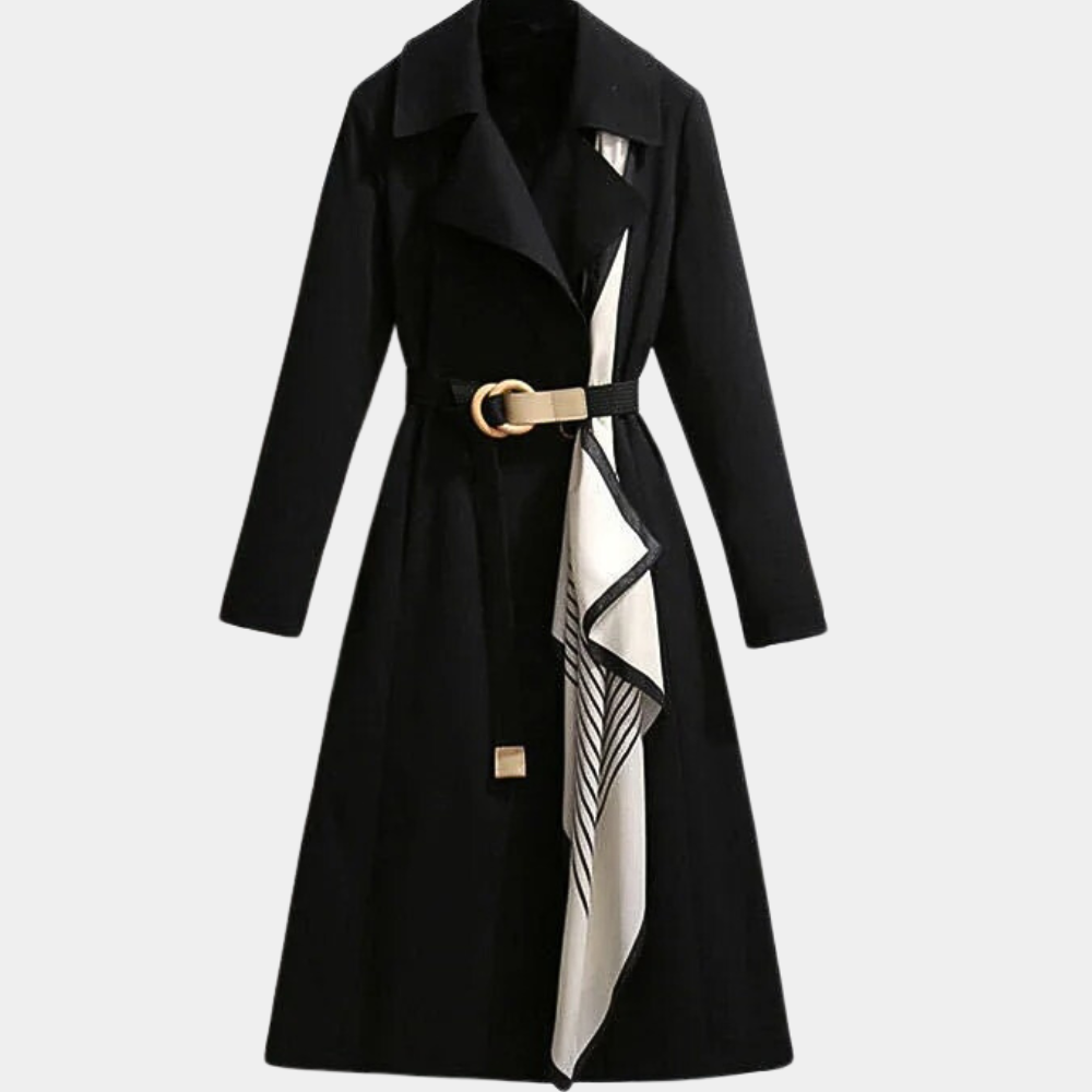 Damen Trenchcoat Classic mit Gürtel Elegant - Elarova