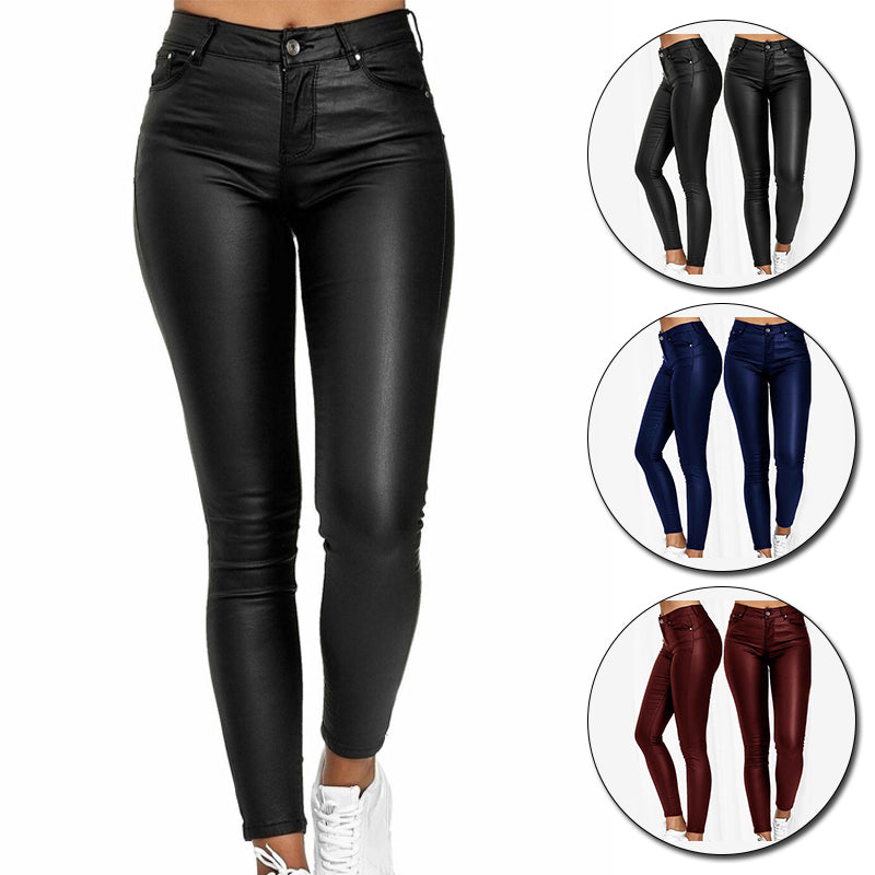 Cassandra Leather-Look Stretch Pants