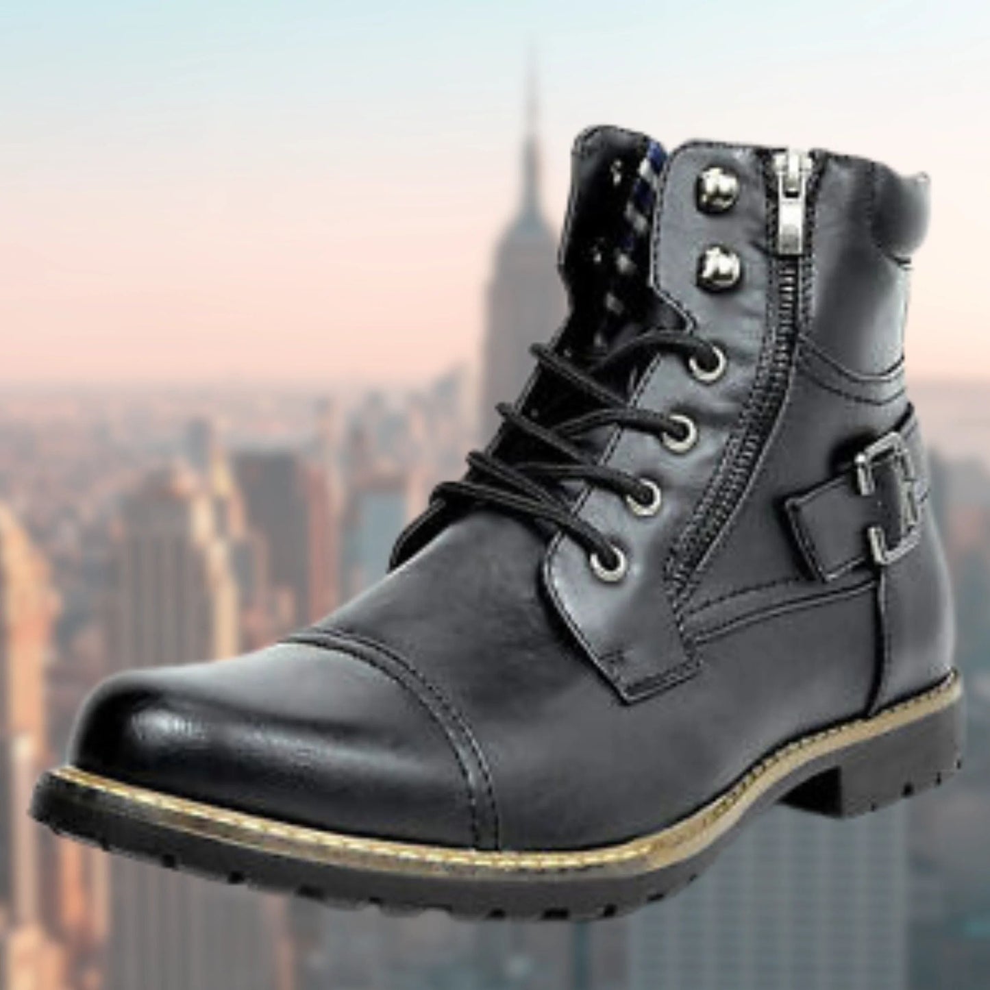 Chester Herren Leder-Motorradstiefel