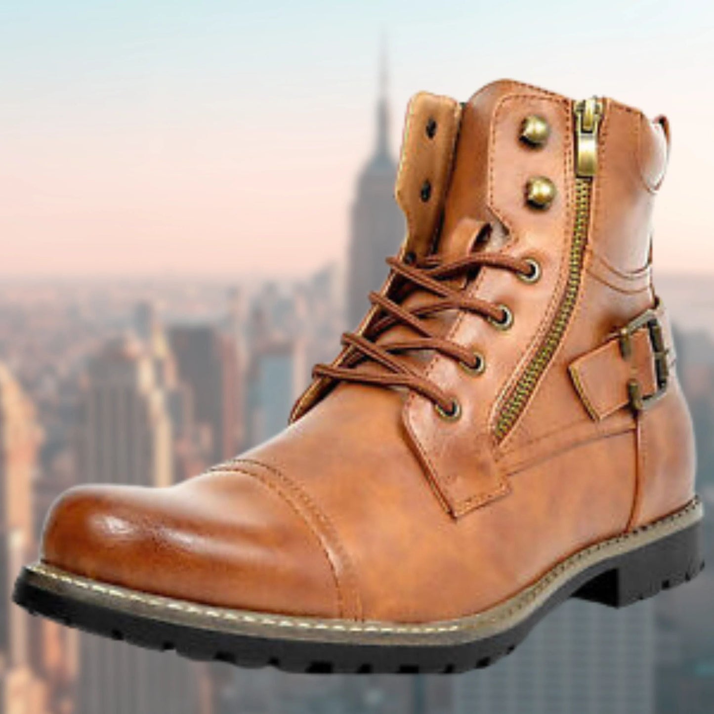 Chester Herren Leder-Motorradstiefel