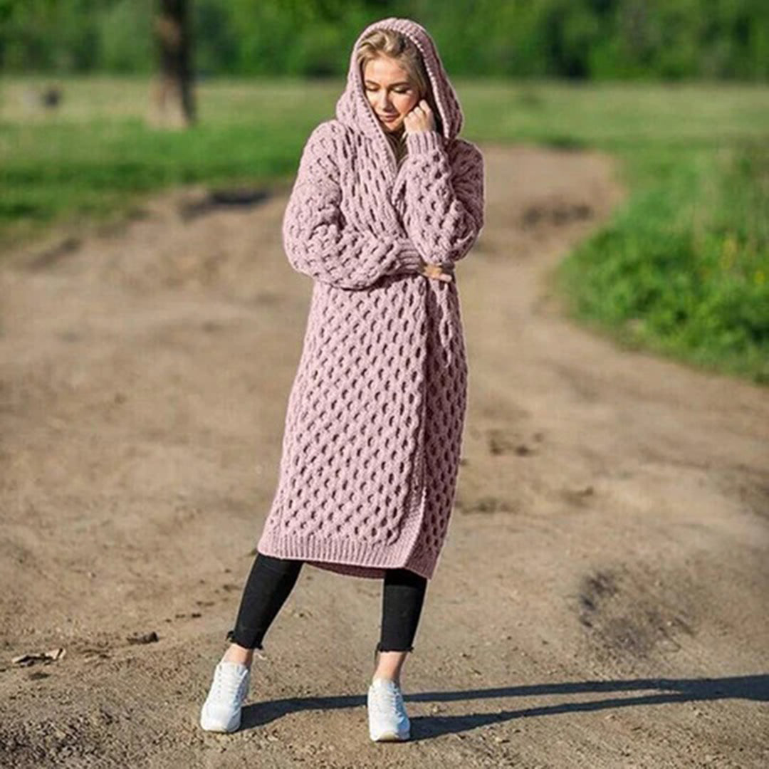 Chic: Cardigan mit Kapuze und Strukturmuster